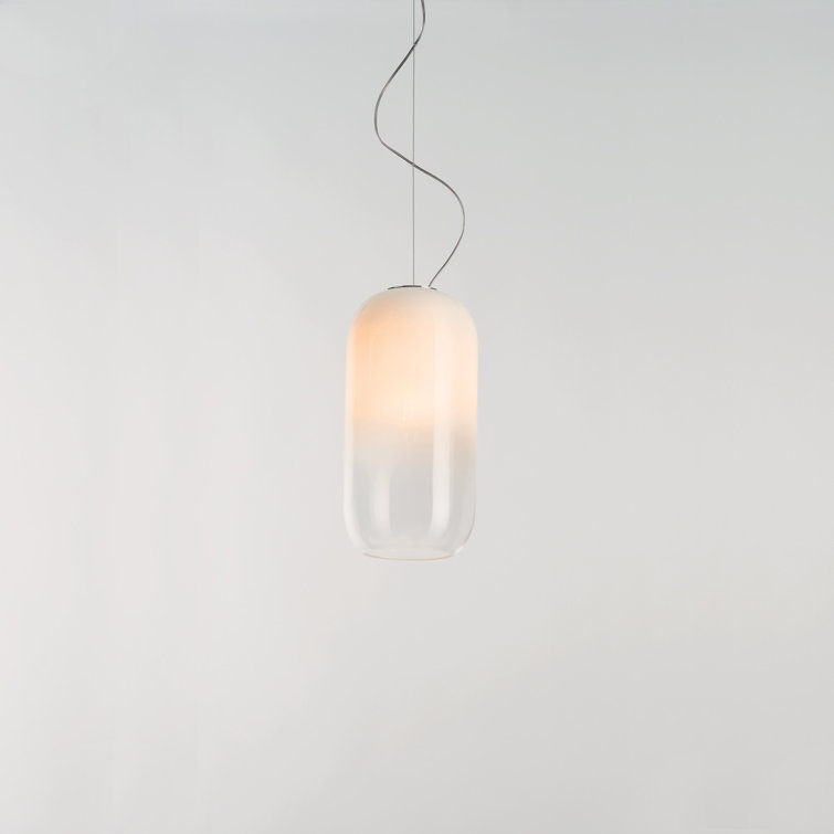 Chrome and White Handblown Glass Mini LED Pendant Light