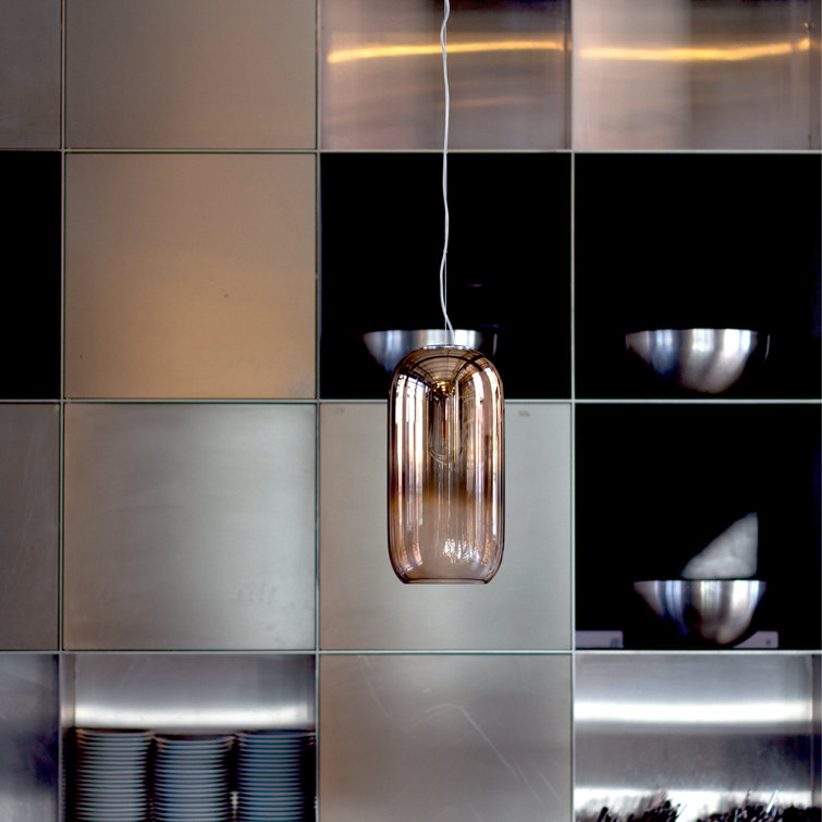 Gople Mini Copper LED Handblown Glass Pendant Light