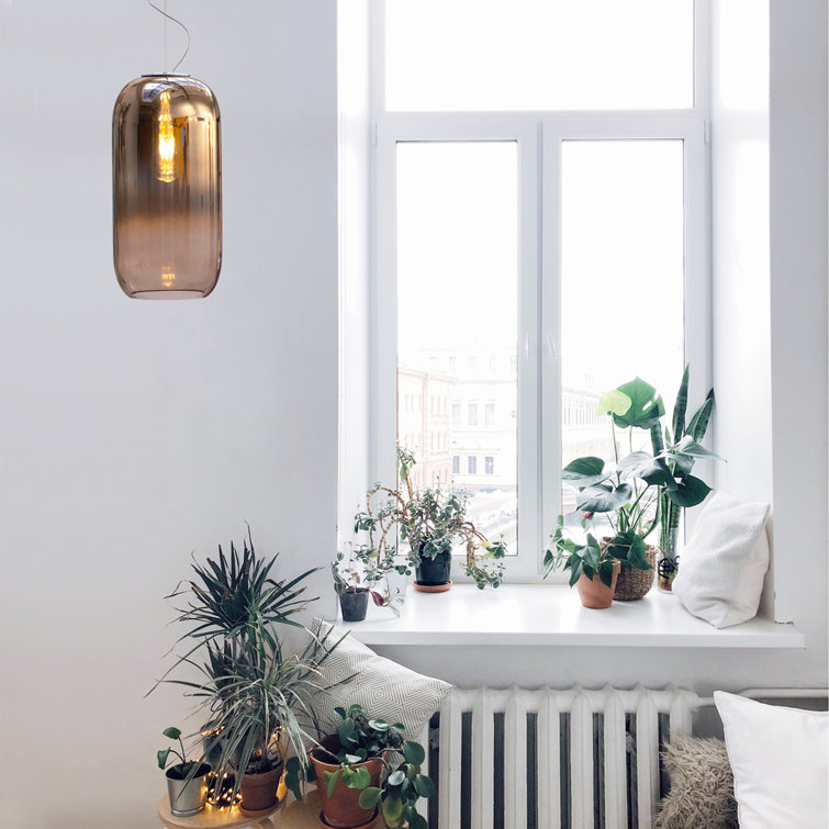 Gople Mini Copper LED Handblown Glass Pendant Light