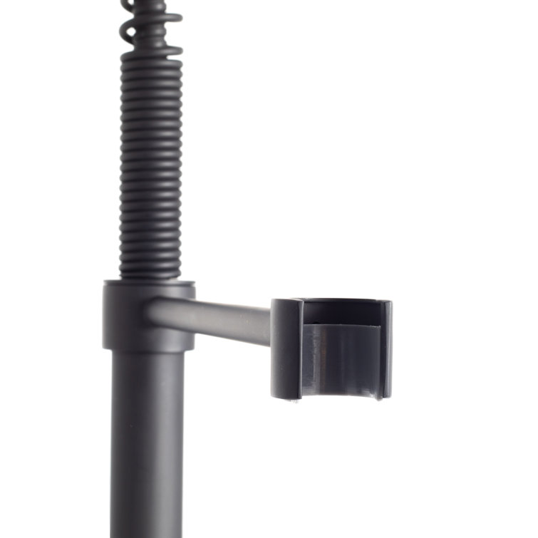 Matte Black Brass Kitchen Faucet with Pull-out Spray