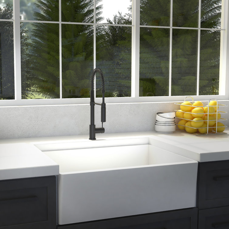 Matte Black Brass Kitchen Faucet with Pull-out Spray