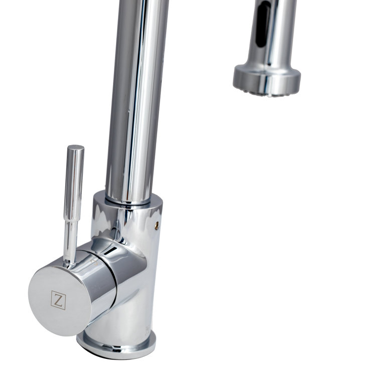 Apollo Chrome Brass Kitchen Faucet with Pull-out Spray