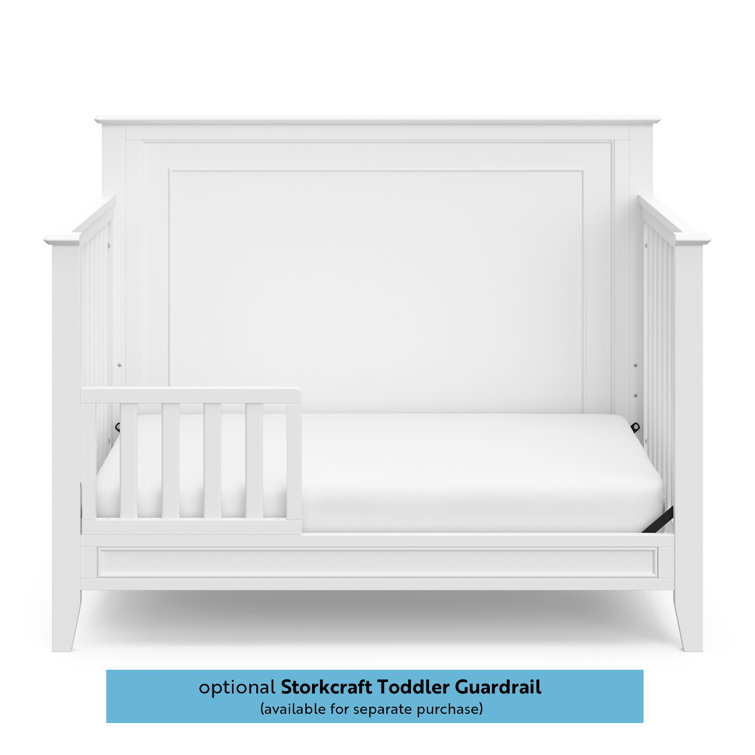 White 5-in-1 Convertible Crib with Mattress Protector