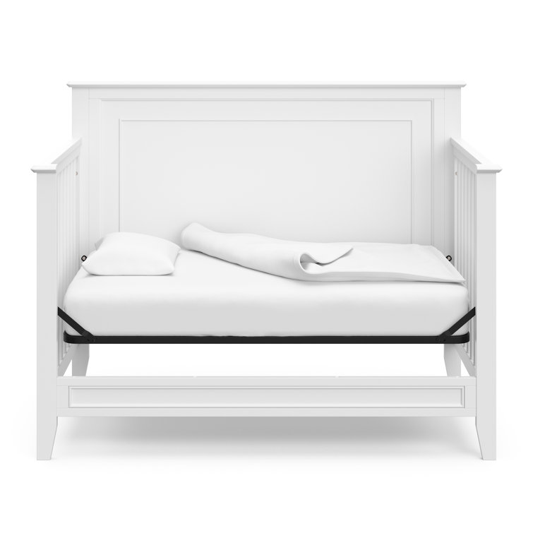 White 5-in-1 Convertible Crib with Mattress Protector