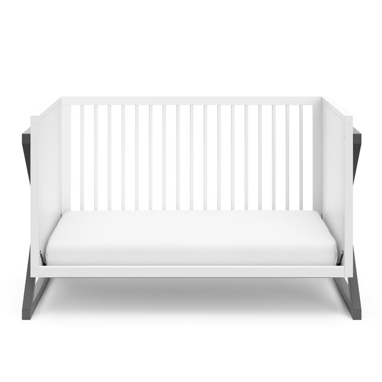 White and Gray Convertible Nursery Furniture Set with Changing Table