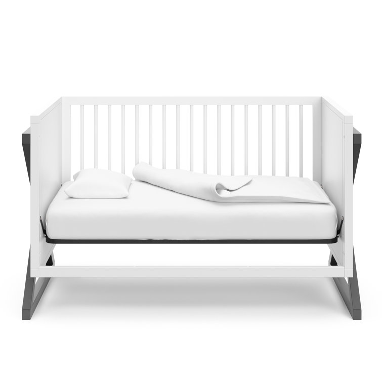White and Gray Convertible Nursery Furniture Set with Changing Table