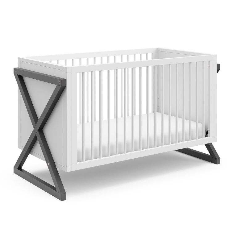 White and Gray Convertible Nursery Furniture Set with Changing Table