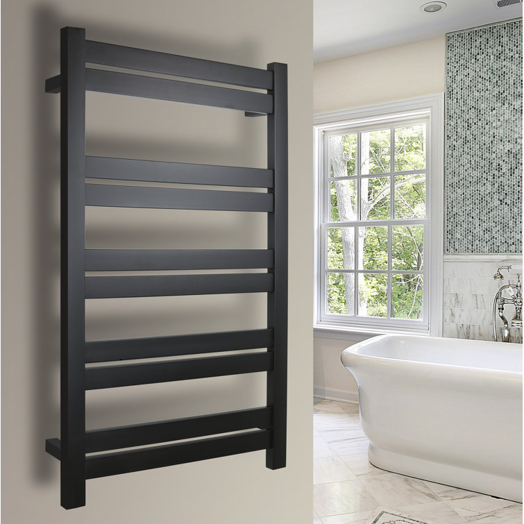 Grande 10-Bar Black Stainless Steel Wall-Mounted Towel Warmer
