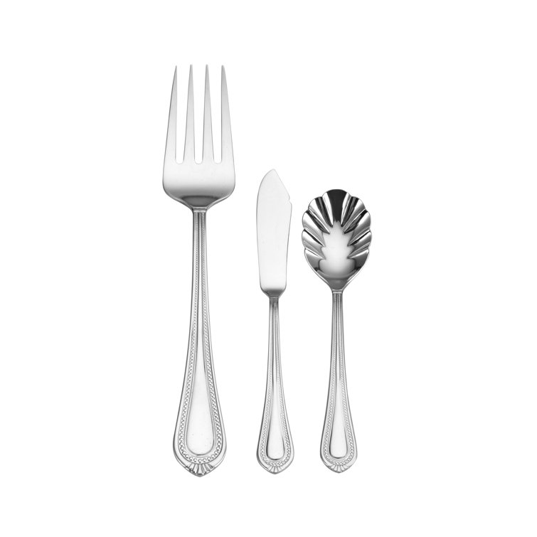 Regent Bead Polished Stainless Steel 65-Piece Flatware Set