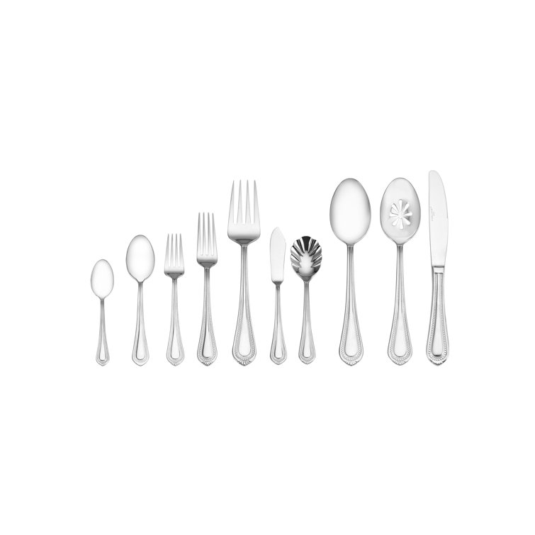 Regent Bead Polished Stainless Steel 65-Piece Flatware Set
