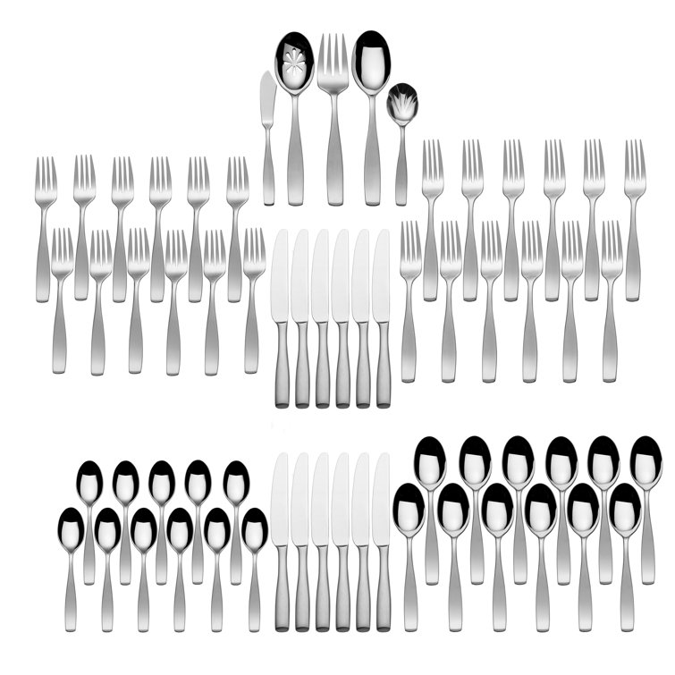 Mikasa Satin Loft 65-Piece 18/10 Stainless Steel Flatware Set, Service for 12