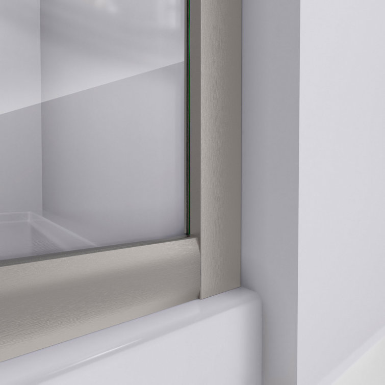 Prime 38" Brushed Nickel Clear Glass Sliding Shower Enclosure with White Base