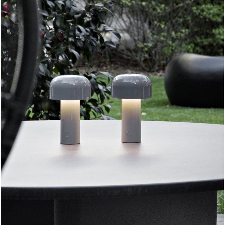 Gray Cordless Adjustable Outdoor Kids Table Lamp with LED Light
