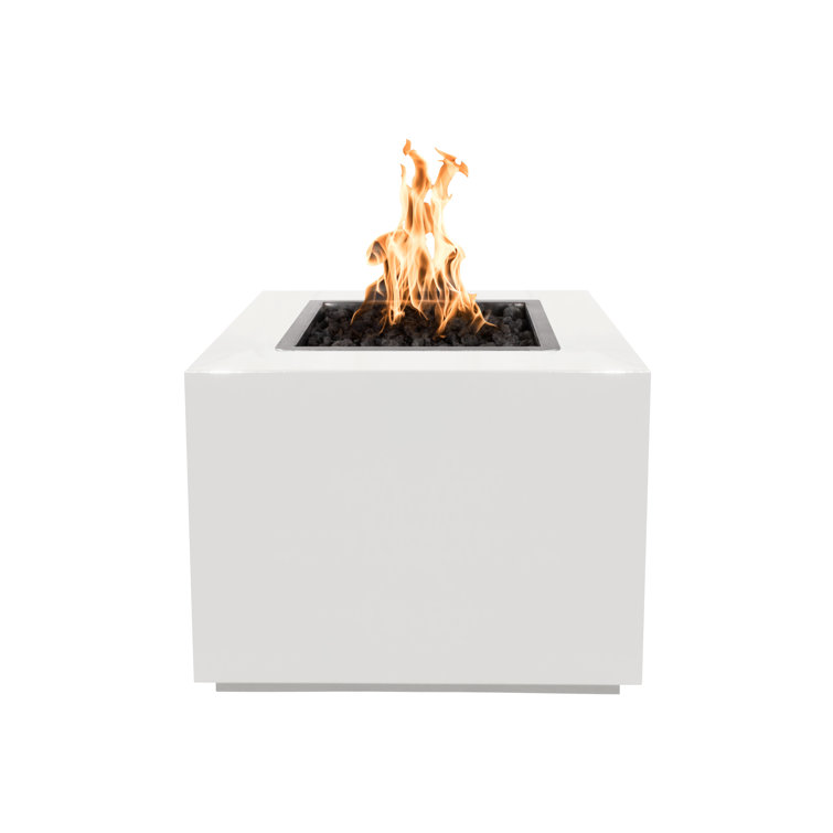 White Powdercoat Natural Gas Fire Pit Table, 30" Square