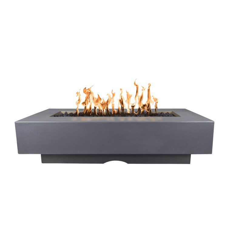 Gray Concrete Rectangular Gas Fire Pit Table