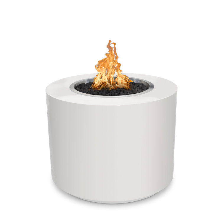 White Powder Coated Steel Round Gas Fire Pit Table