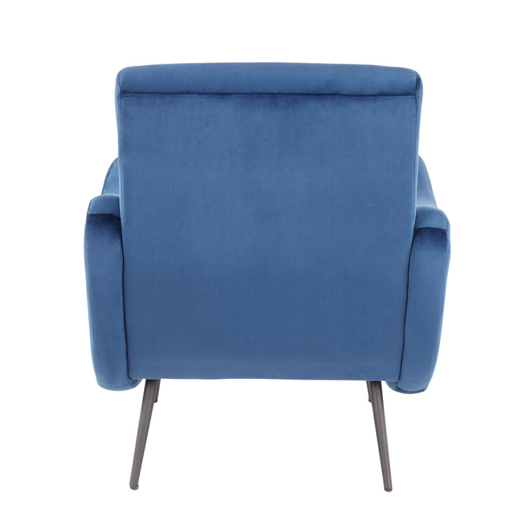 Modern Blue Velvet Rafael Accent Chair with Metal Legs