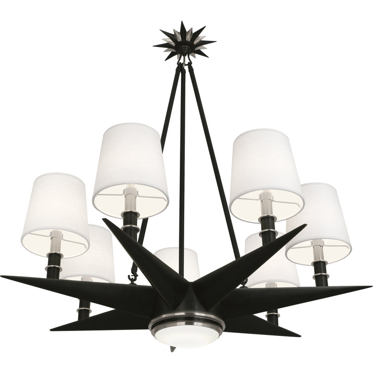 Bronze Sputnik 36" Plug-in Chandelier with Linen Shades