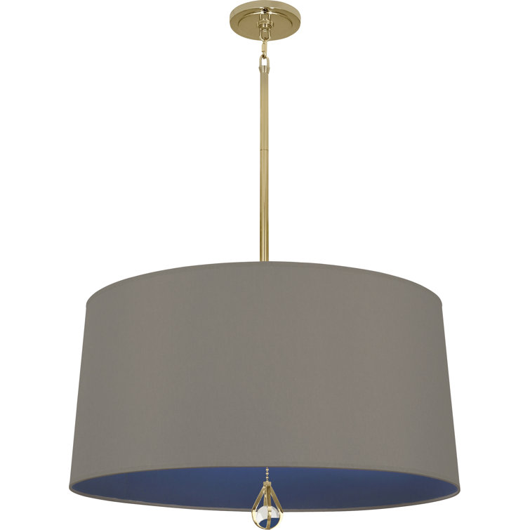 Carter Gray Drum Chandelier with Polished Nickel Accents and Crystal Finial