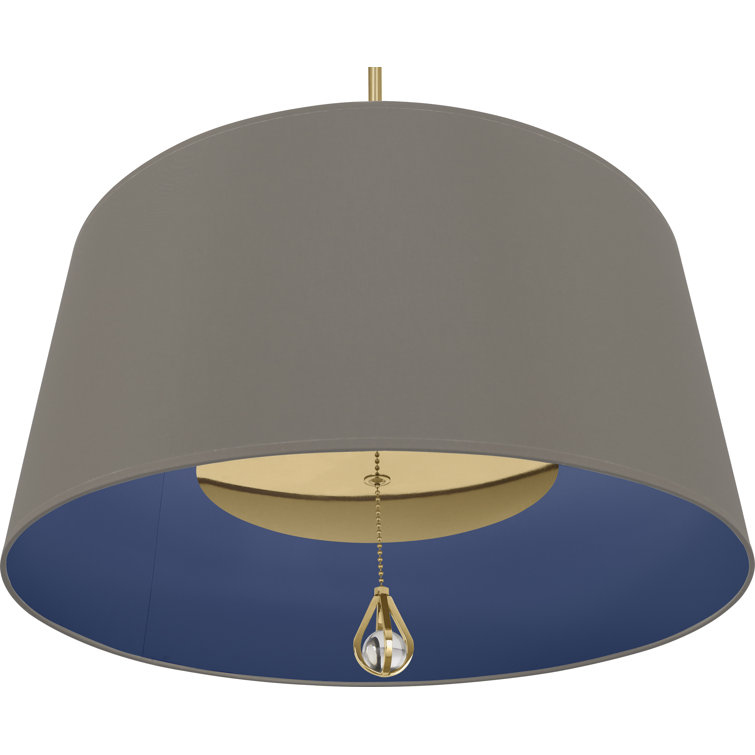 Carter Gray Drum Chandelier with Polished Nickel Accents and Crystal Finial