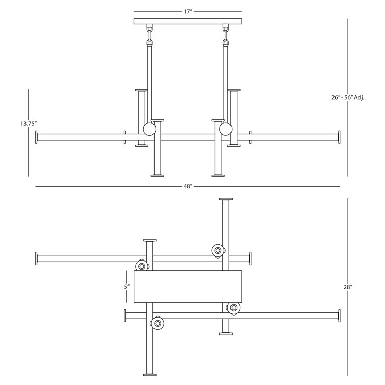 Milano 48" Polished Nickel Sputnik Modern Linear Chandelier