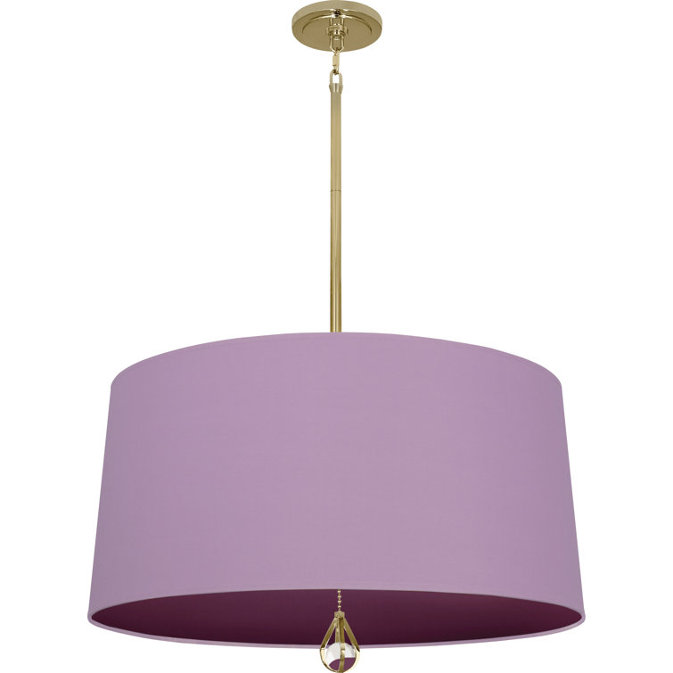 Ludwell Lilac 25.5" Drum Chandelier with Crystal Finial and Nickel Accents