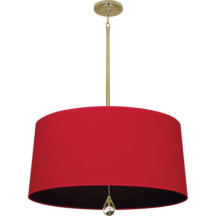 Polished Nickel 25.5" Modern Drum Pendant with Crystal Finial