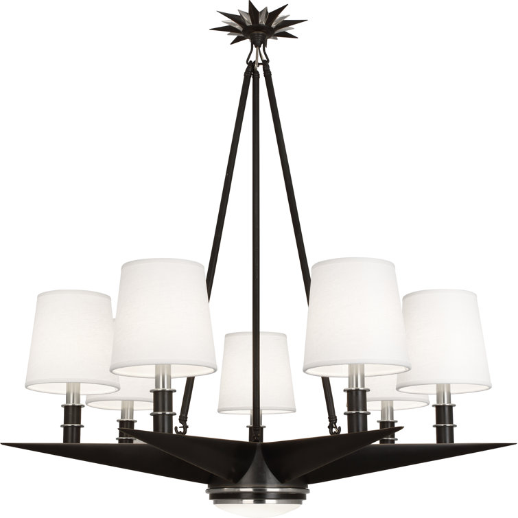 Bronze Sputnik 36" Plug-in Chandelier with Linen Shades