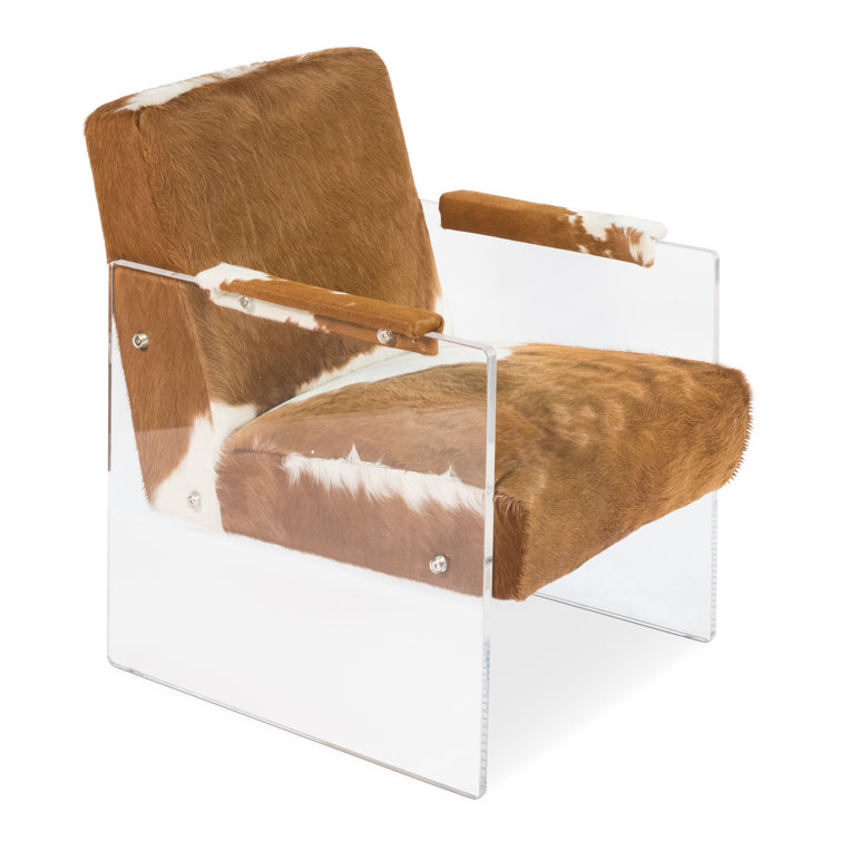 Transitional Holloway 32" Brown Leather & Acrylic Armchair