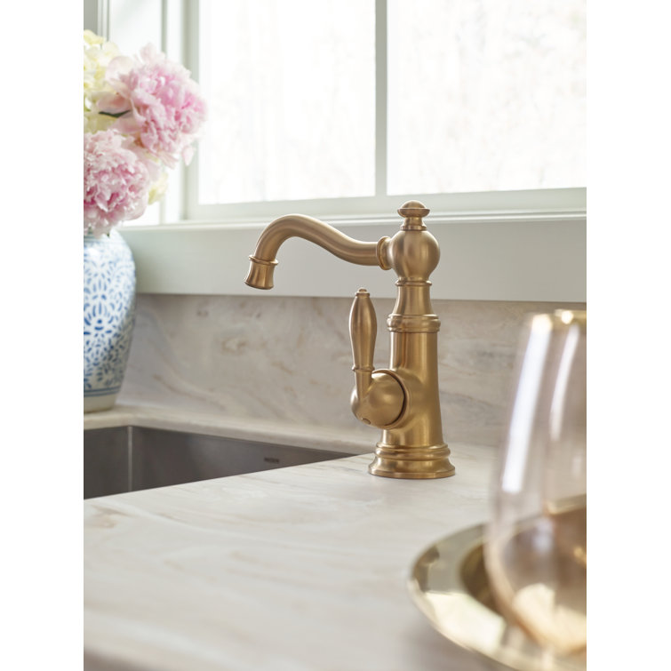 Weymouth Brushed Gold Stainless Steel High-Arc Bar Faucet