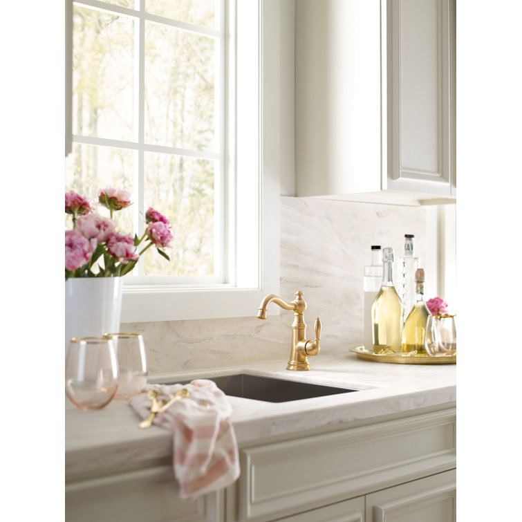 Weymouth Brushed Gold Stainless Steel High-Arc Bar Faucet