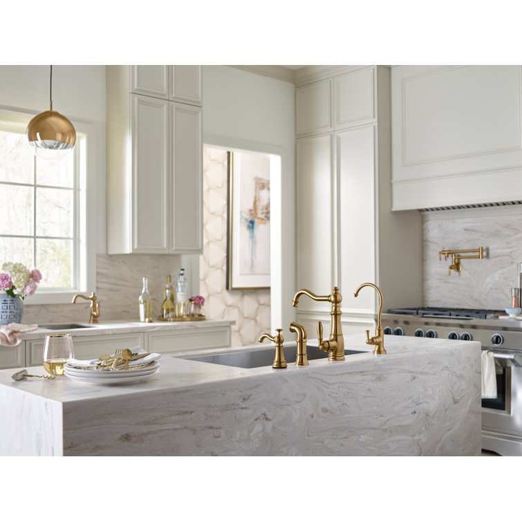 Weymouth Brushed Gold Stainless Steel High-Arc Bar Faucet
