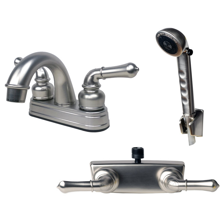 Brushed Nickel RV Bathroom Faucet with Hand Shower Combo