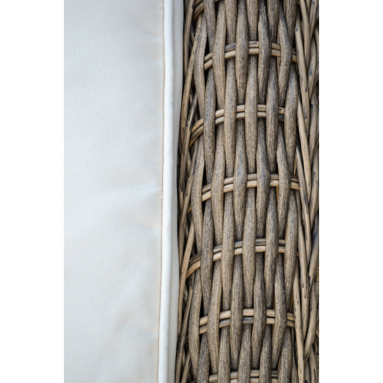Sandstone Wicker Swivel Glider Armchair with Beige Cushions