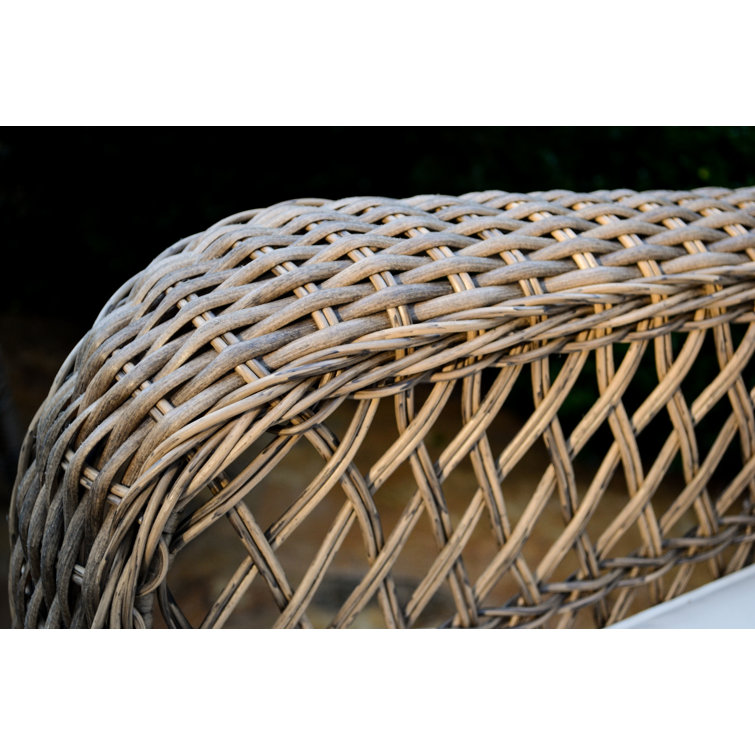 Sandstone Wicker Swivel Glider Armchair with Beige Cushions