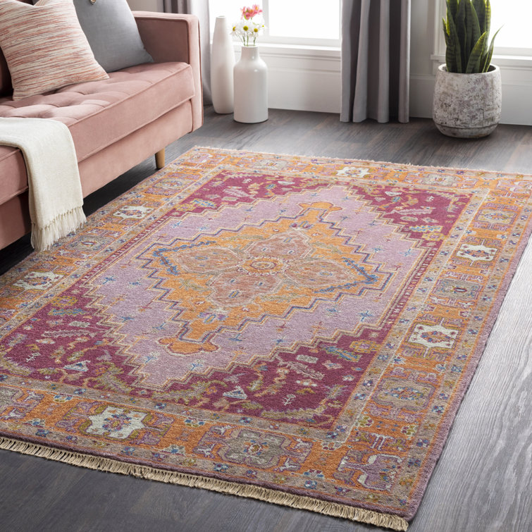 Hand-Knotted Light Blue Wool Floral Motif Area Rug