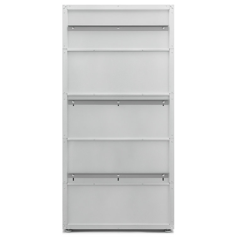 Freestanding Lockable Tread Cabinet with Adjustable Shelving in Hammered White