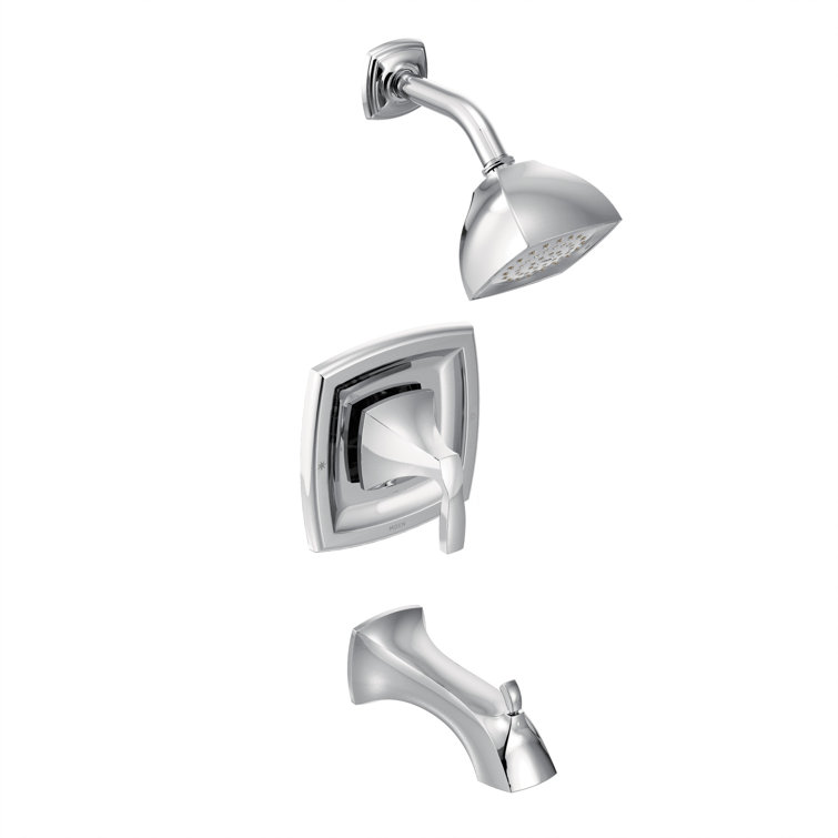 Chrome Square Wall Mounted Tub and Shower Faucet Trim Kit
