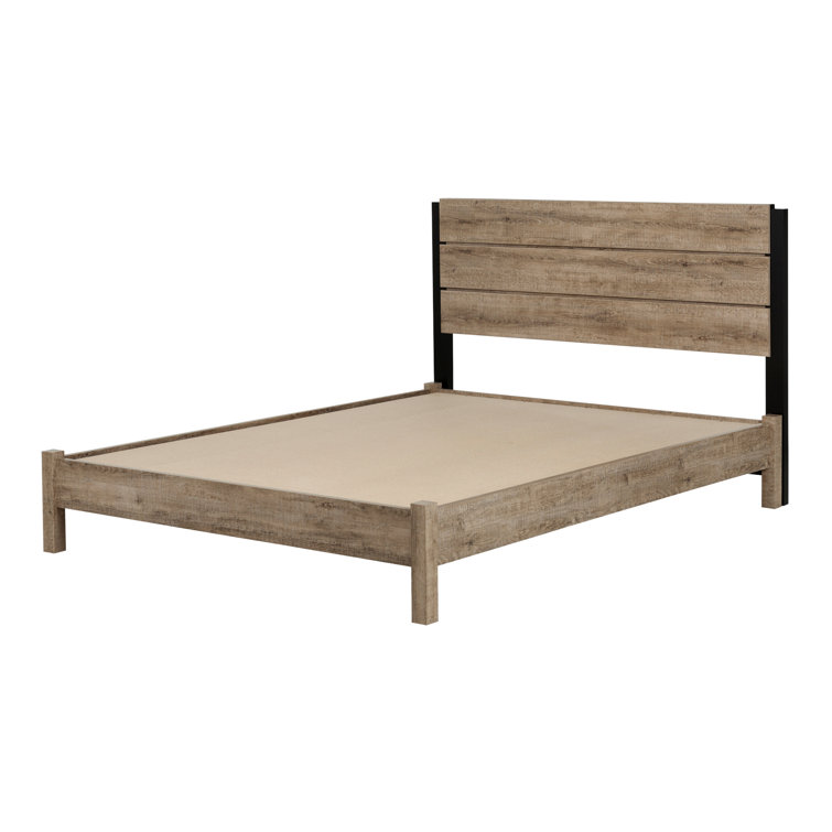 Majestic Weathered Oak Full Bed with Metal Frame and Drawer