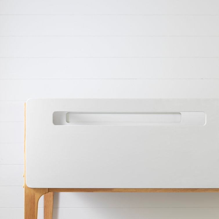 Twin White and Natural Wood Bunk Bed with Guardrails
