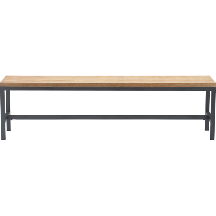 Robson 69'' Light Oak and Black Metal Industrial Dining Bench