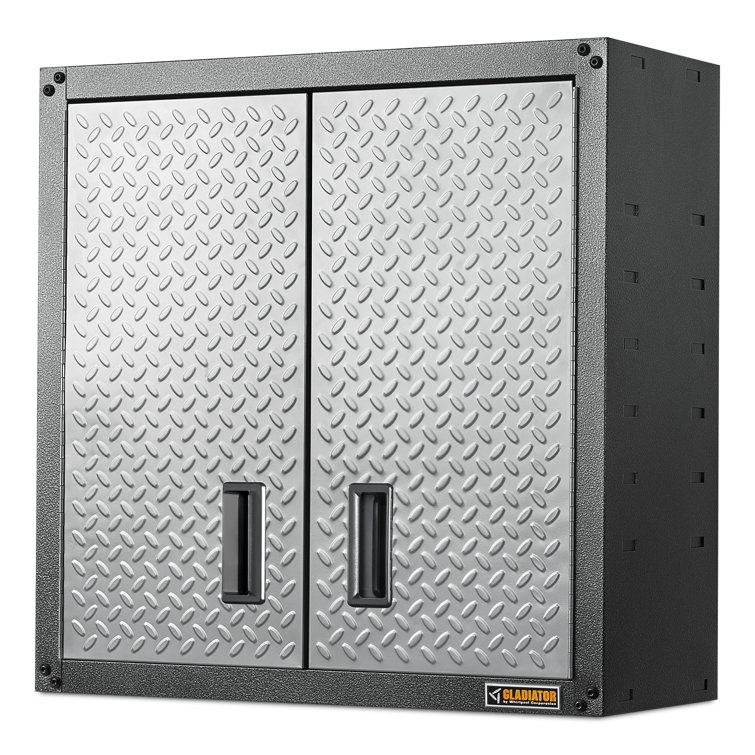 Silver Tread Steel Wall-Mount Office Cabinet with Adjustable Shelves