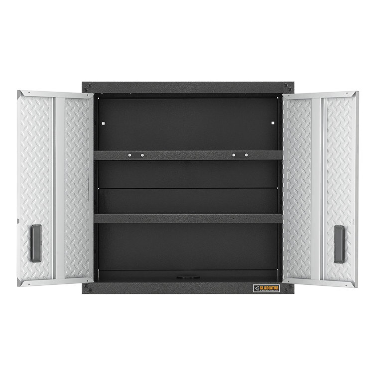 Silver Tread Steel Wall-Mount Office Cabinet with Adjustable Shelves