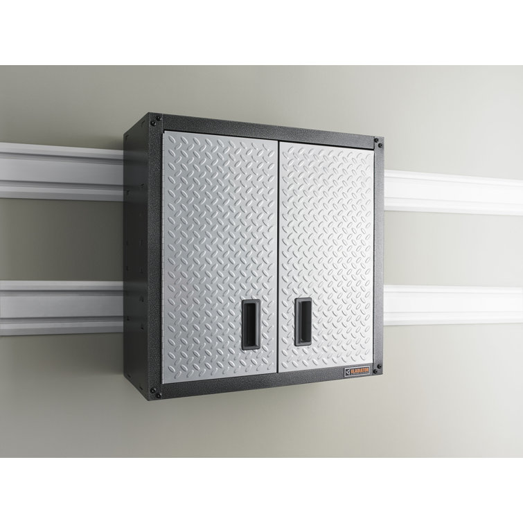 Silver Tread Steel Wall-Mount Office Cabinet with Adjustable Shelves