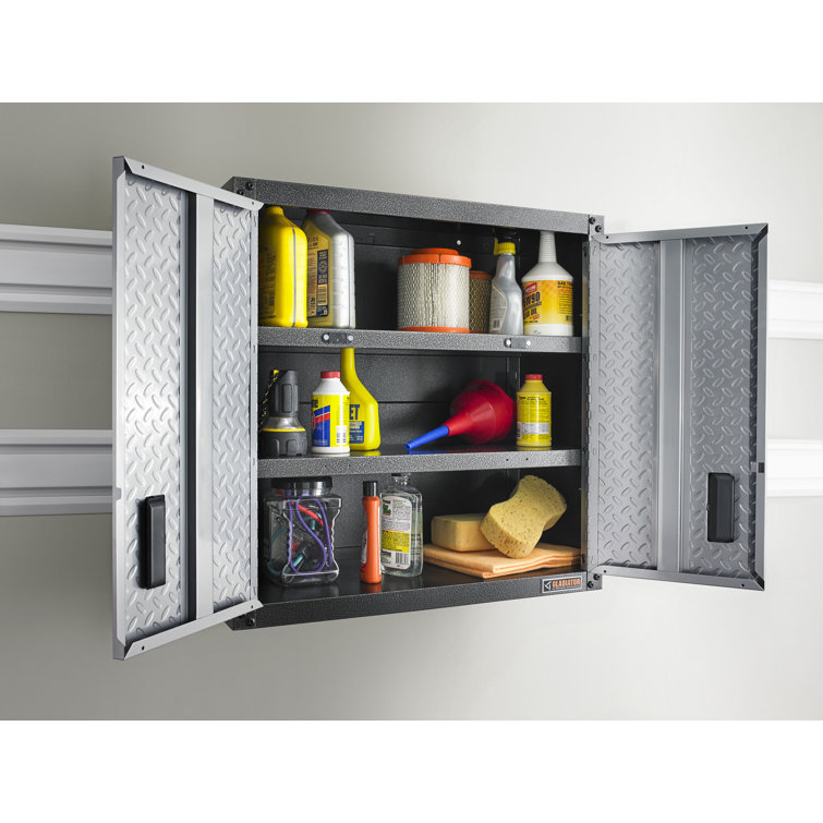 Silver Tread Steel Wall-Mount Office Cabinet with Adjustable Shelves