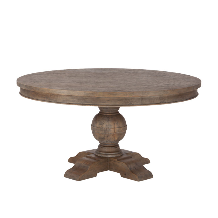Transitional Weathered Teak 48" Round Reclaimed Wood Dining Table