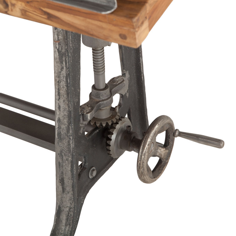 Artezia Teak Wood Adjustable Crank Drafting Desk, 63" Brown
