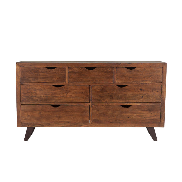 Mid-Century Transitional Walnut Dresser with Sleek Cut-Out Handles