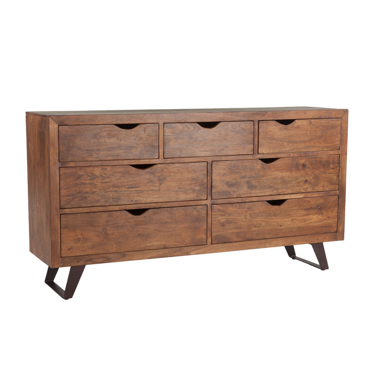 Mid-Century Transitional Walnut Dresser with Sleek Cut-Out Handles