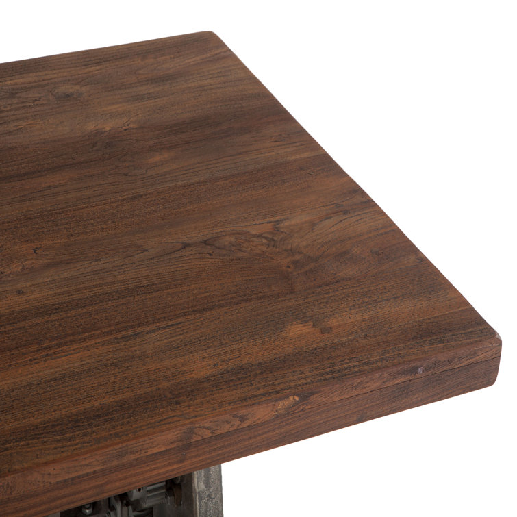 Transitional Adjustable Height 59'' Gray Teak Wood Desk
